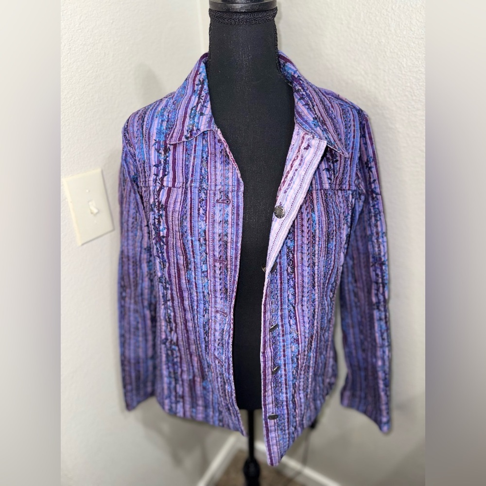 Vintage Reversible Floral Embroidered Shirt Jacket- Size Small